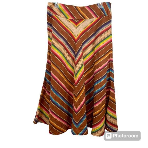 Lauren Ralph Lauren Serape 100% Linen Colorful Long Skirt - Picture 2 of 8